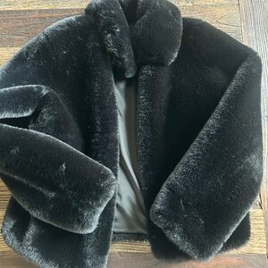 Brandy Melville | Plush Black Teddy Zipper Jacket